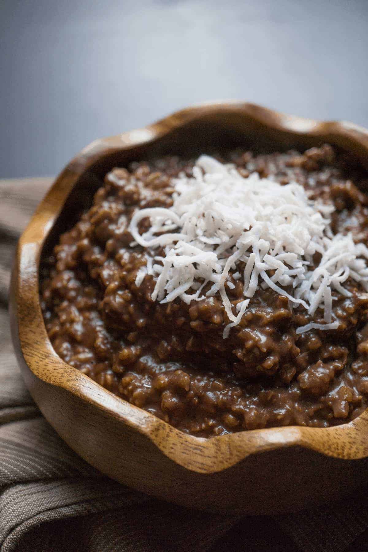 high protein oatmeal - mocha coconut